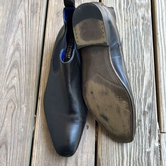 Silver Street London Chelsea unisex black leather slip on  boots - Picture 3 of 5